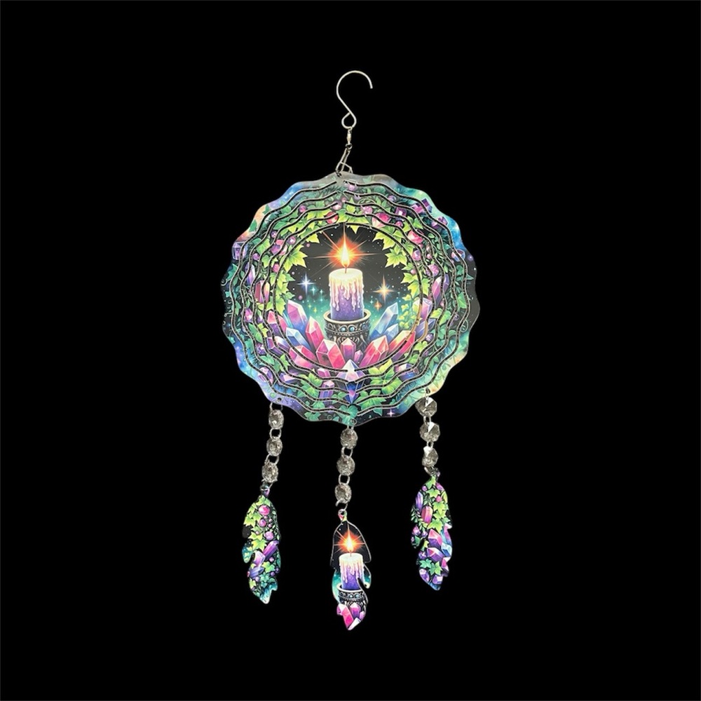 Colorful 8” Candle/Stone Wind Spinner